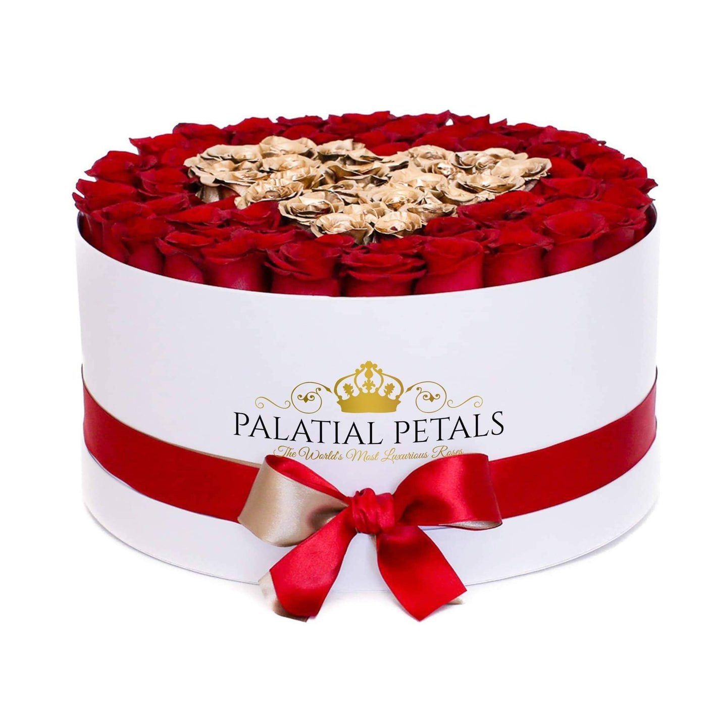 Red & 24k Gold Roses That Last A Year - Deluxe Rose Box