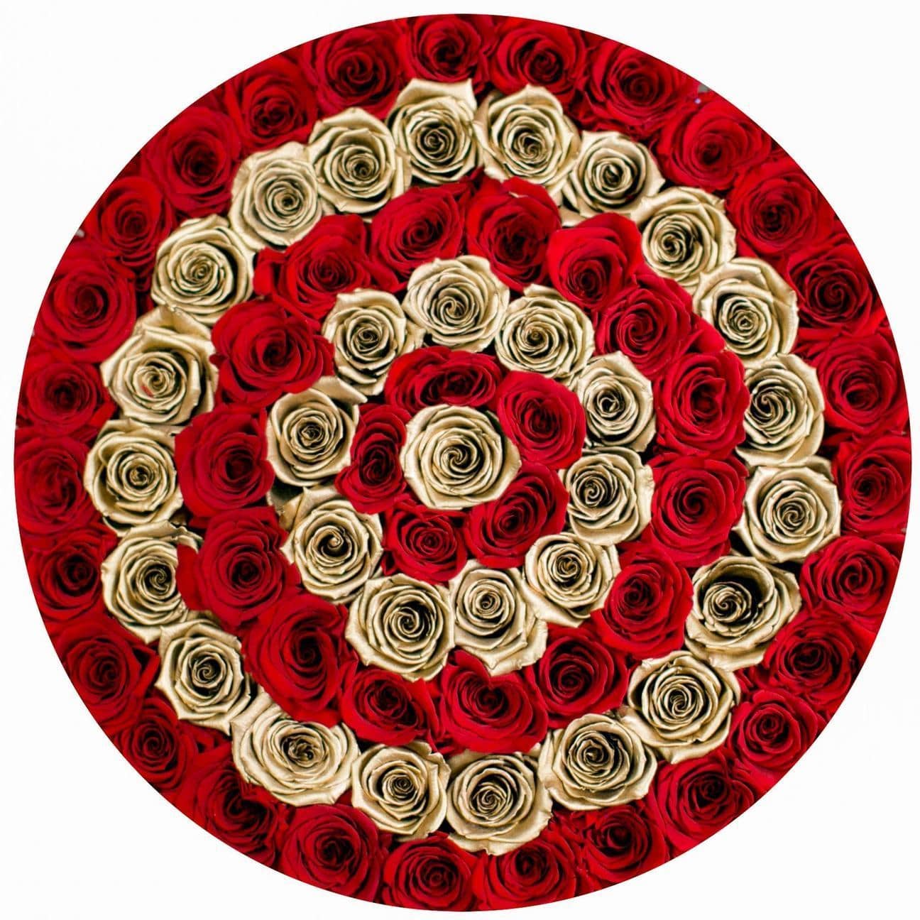 Red & 24K Gold Roses That Last A Year (Target) - Deluxe Rose Box