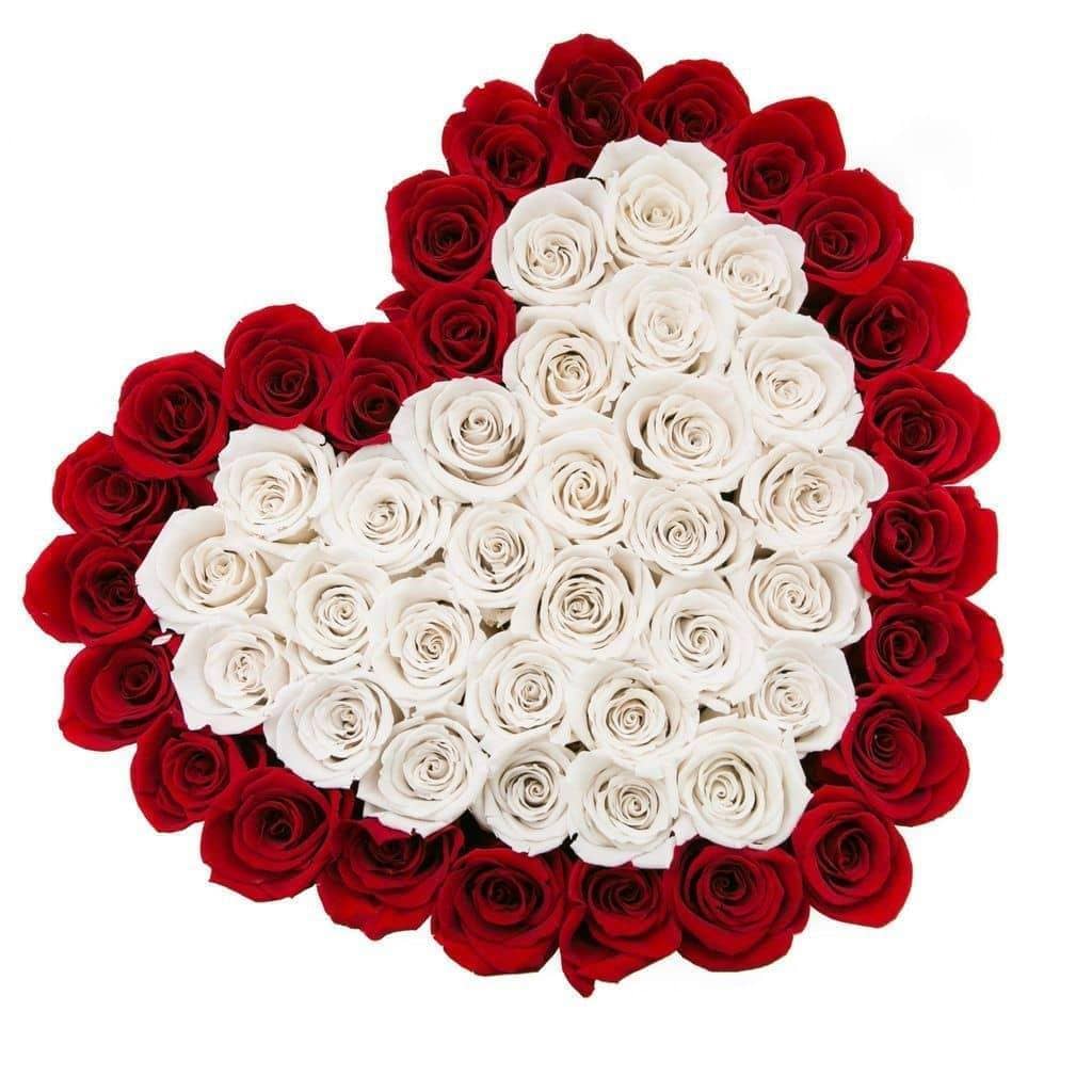 Red & White Roses - Love Heart