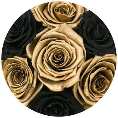 Black & 24k Gold Roses That Last A Year - Petite Rose Box