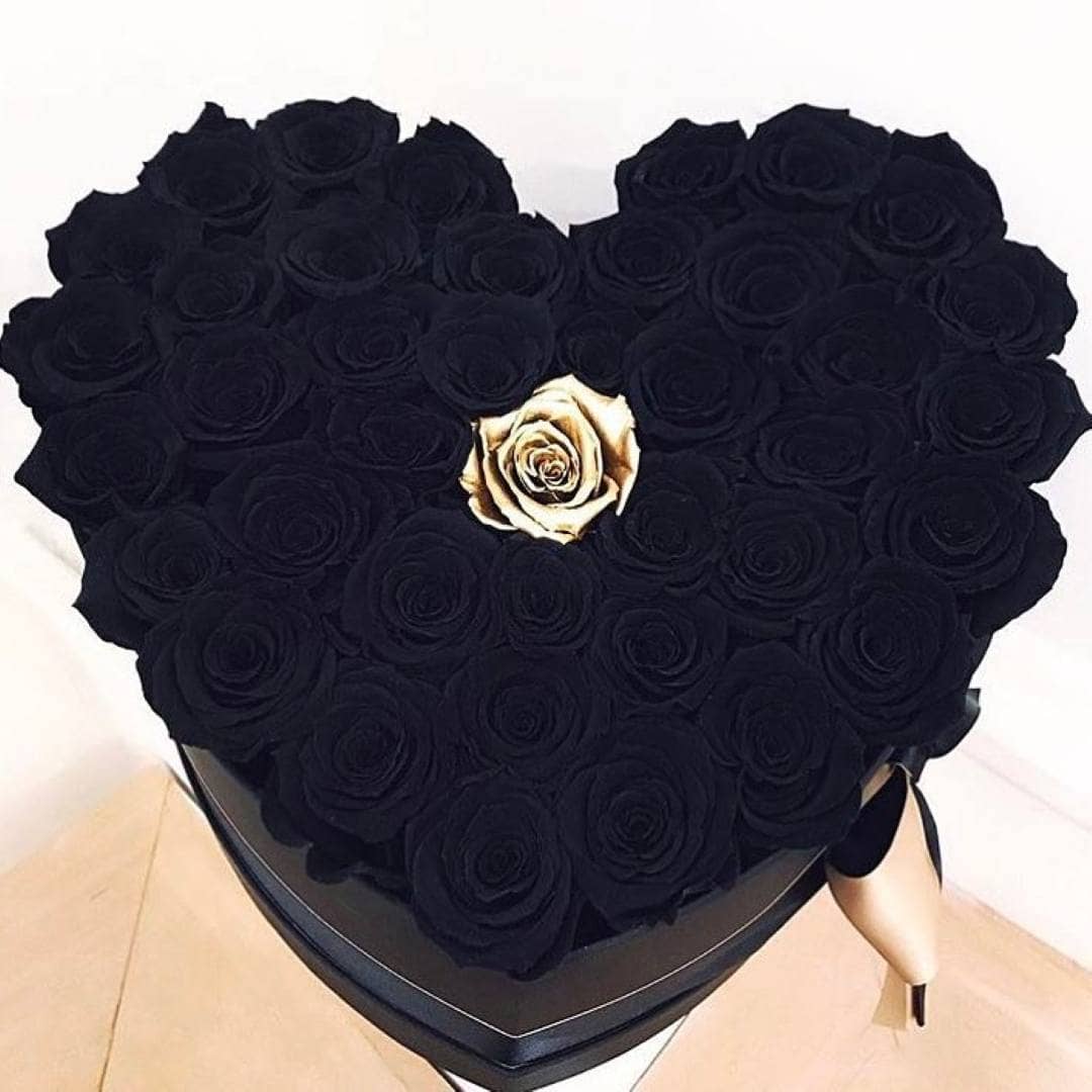 Black & Gold Roses - Love Heart