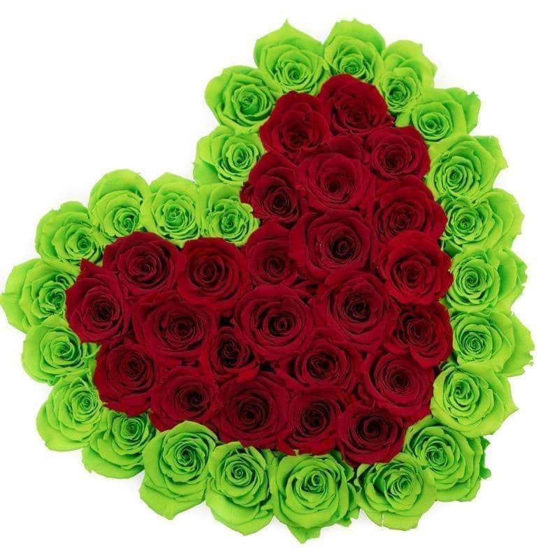 【love rose様】専用・赤(360g×1)、赤/青/緑(各12g×7)特割 Green & Red Roses That Last A Year - Love Heart Rose Box
