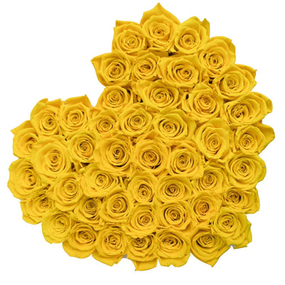 Yellow Roses That Last A Year - Love Heart Box
