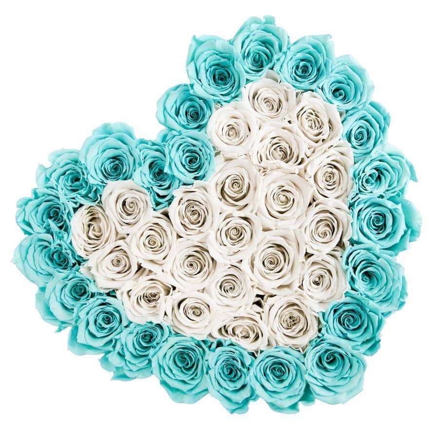 Tiffany Blue & White Roses - Love Heart