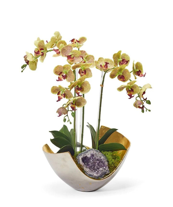 Orchids in Mixed Metal Scoop