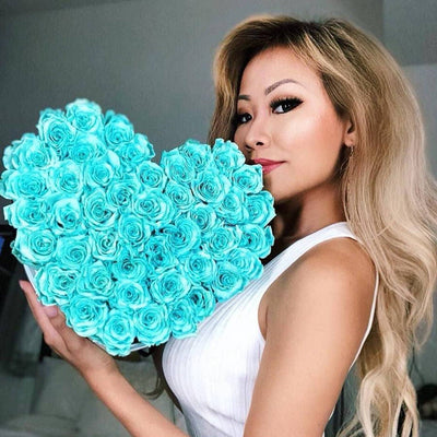 Tiffany Blue Roses That Last A Year - Love Heart Box