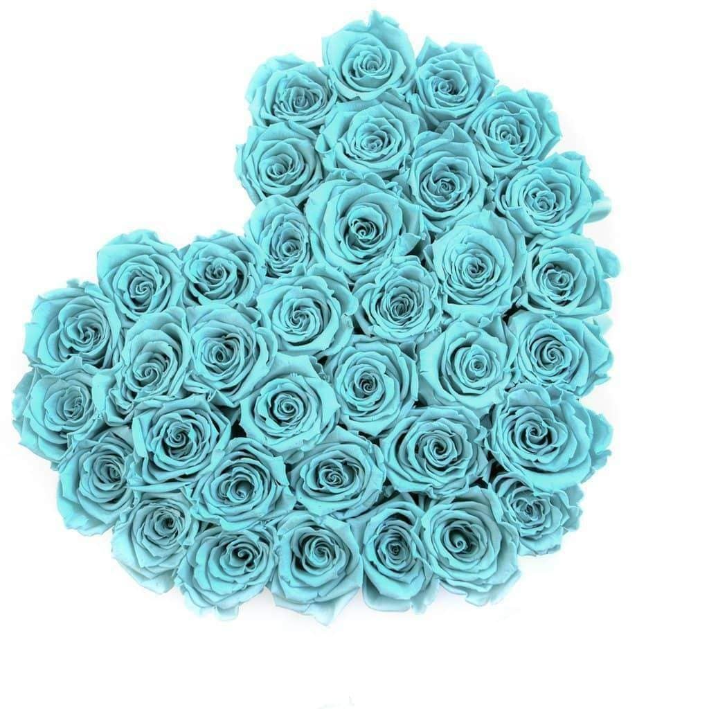 Tiffany Blue Roses That Last A Year - Love Heart Box - Palatial Petals