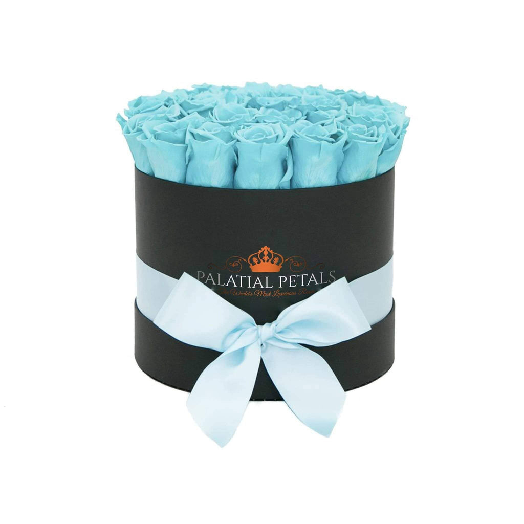 Tiffany Blue Preserved Roses That Last A Year - Medium Black Rose