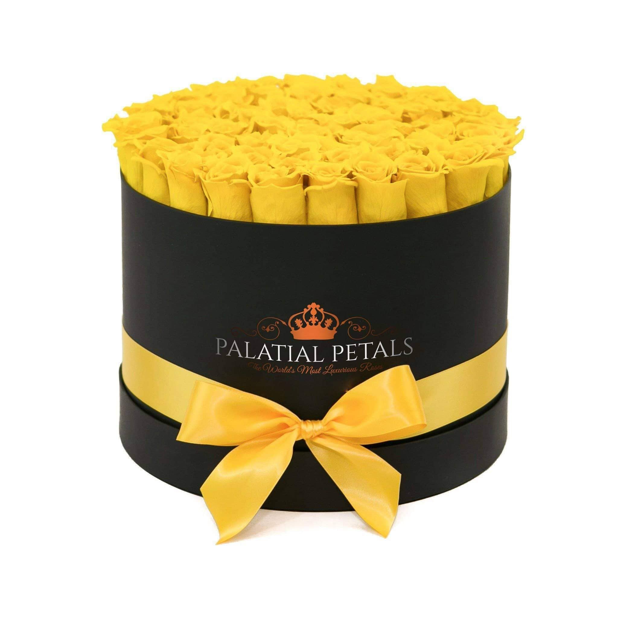 Yellow Preserved Roses in a Box - Luxury Yellow Rose Arrangement ...